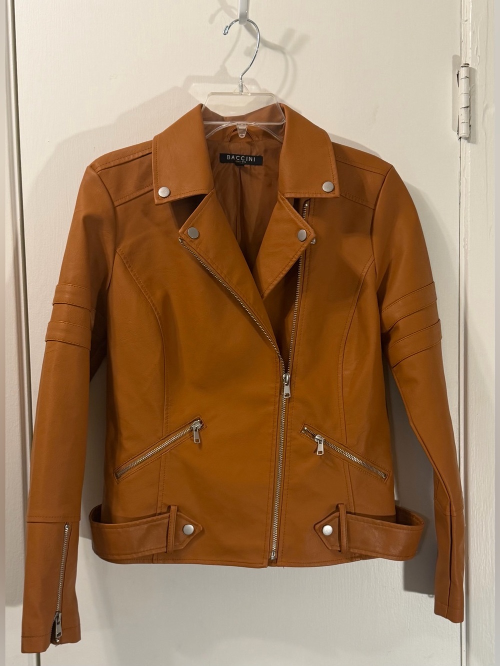 Baccini Women's Caramel Moto-Style Faux Leather Jacket
